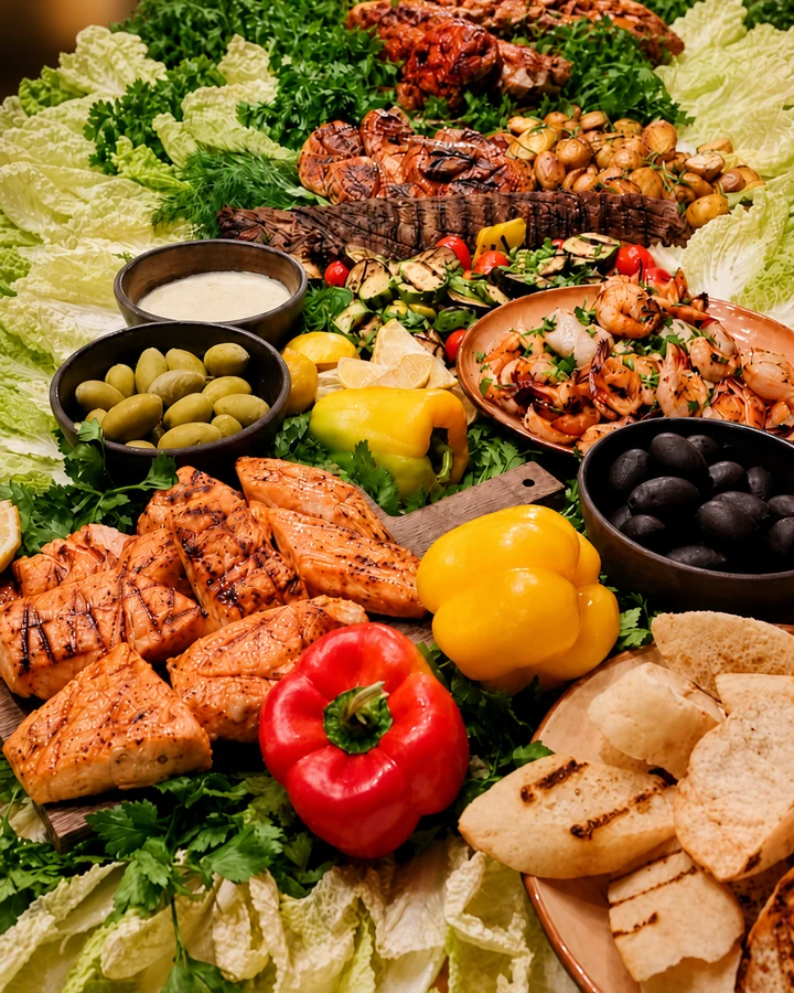 Пир — большое застолье с мясом и морепродуктами на гриле